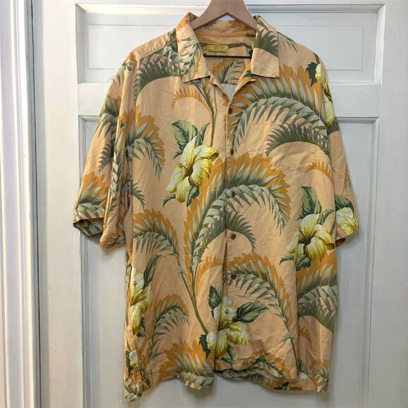 Tommy Bahama Men's XXL Silk Peach Tropical Short Sleeve Button Down Shirt - Picture 5 of 7